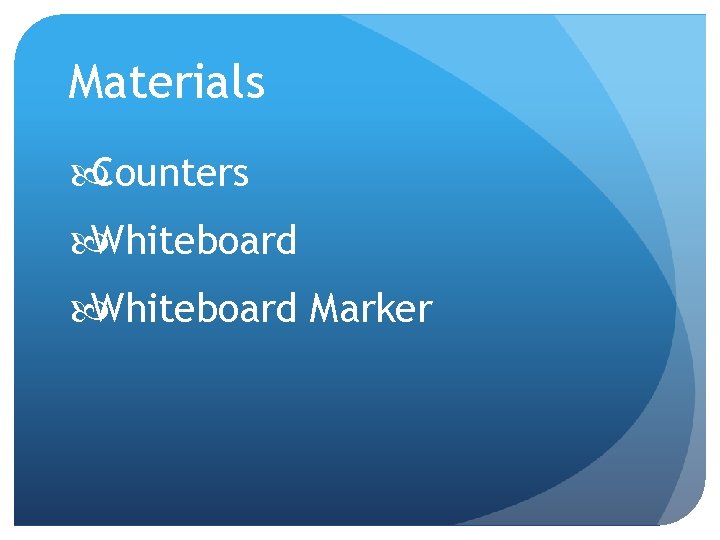 Materials Counters Whiteboard Marker 