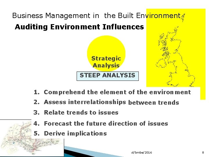 Business Management in the Built Environment Auditing Environment Influences Strategic Analysis STEEP ANALYSIS 1.