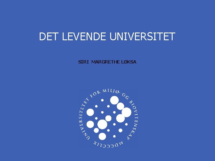 DET LEVENDE UNIVERSITET SIRI MARGRETHE LØKSA 