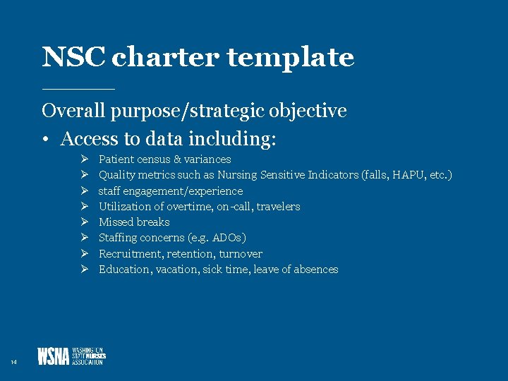 NSC charter template Overall purpose/strategic objective • Access to data including: Ø Ø Ø
