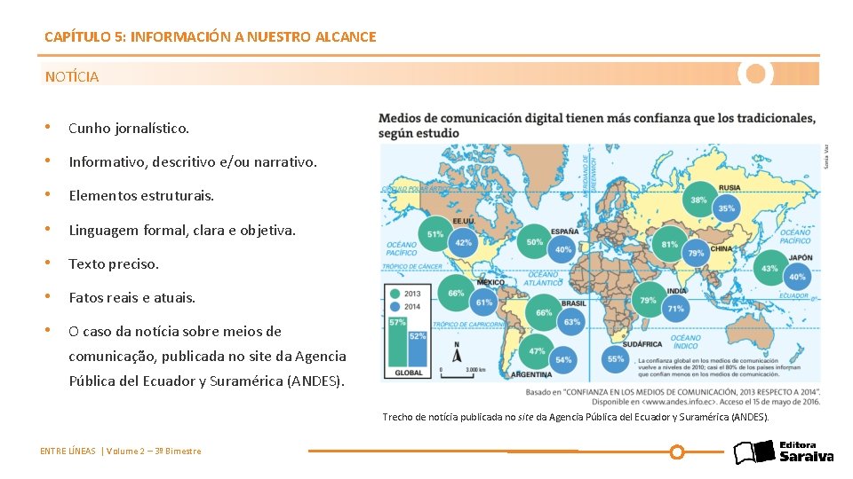 CAPÍTULO 5: INFORMACIÓN A NUESTRO ALCANCE NOTÍCIA • Cunho jornalístico. • Informativo, descritivo e/ou