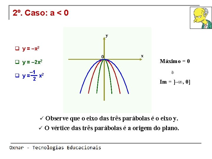 2º. Caso: a < 0 y q y = –x 2 0 q y