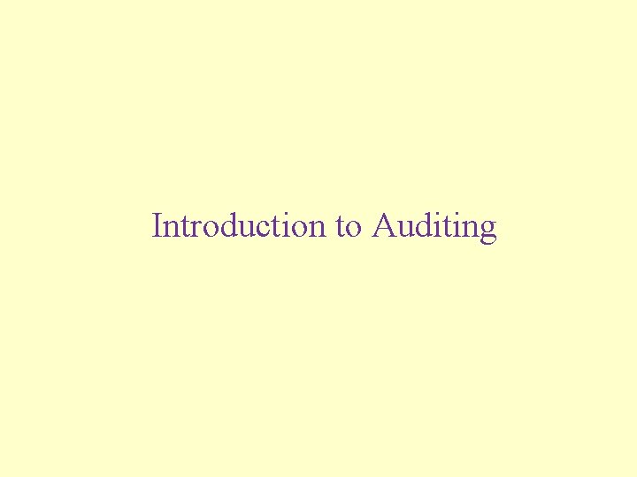 Introduction to Auditing 