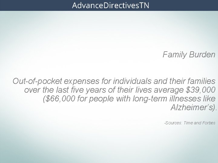 Family Burden Out-of-pocket expenses for individuals and their families over the last five years