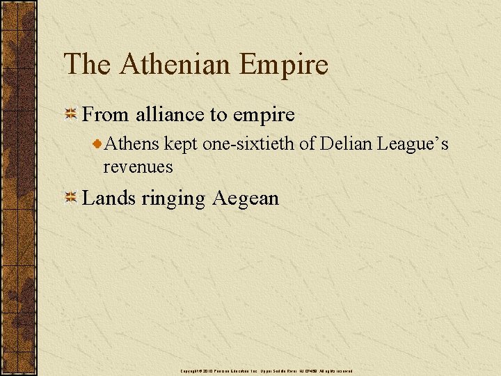 The Athenian Empire From alliance to empire Athens kept one-sixtieth of Delian League’s revenues