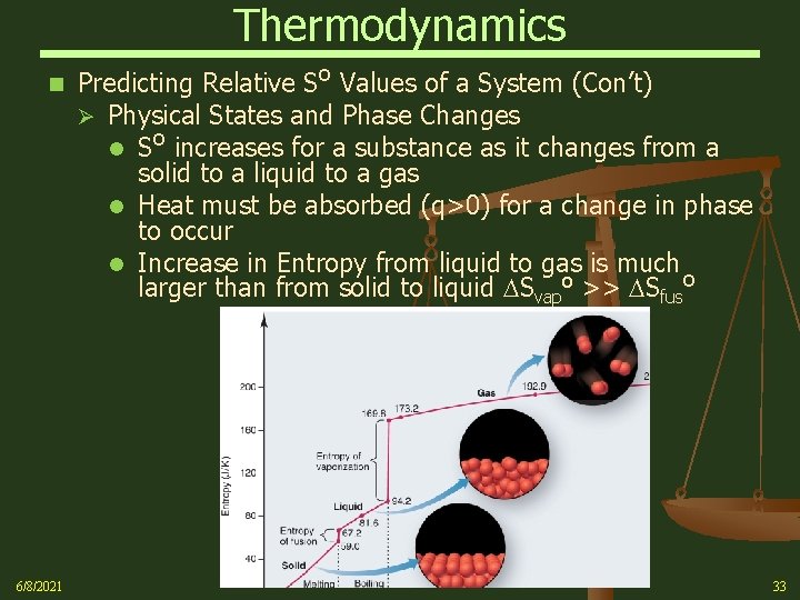 Thermodynamics n 6/8/2021 Predicting Relative So Values of a System (Con’t) Ø Physical States