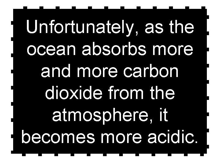 Unfortunately, as the ocean absorbs more and more carbon dioxide from the atmosphere, it