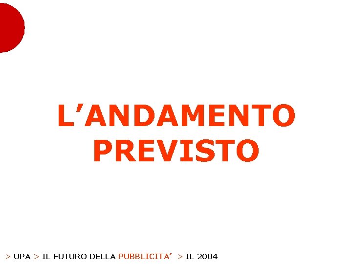 L’ANDAMENTO PREVISTO > UPA > IL FUTURO DELLA PUBBLICITA’ > IL 2004 