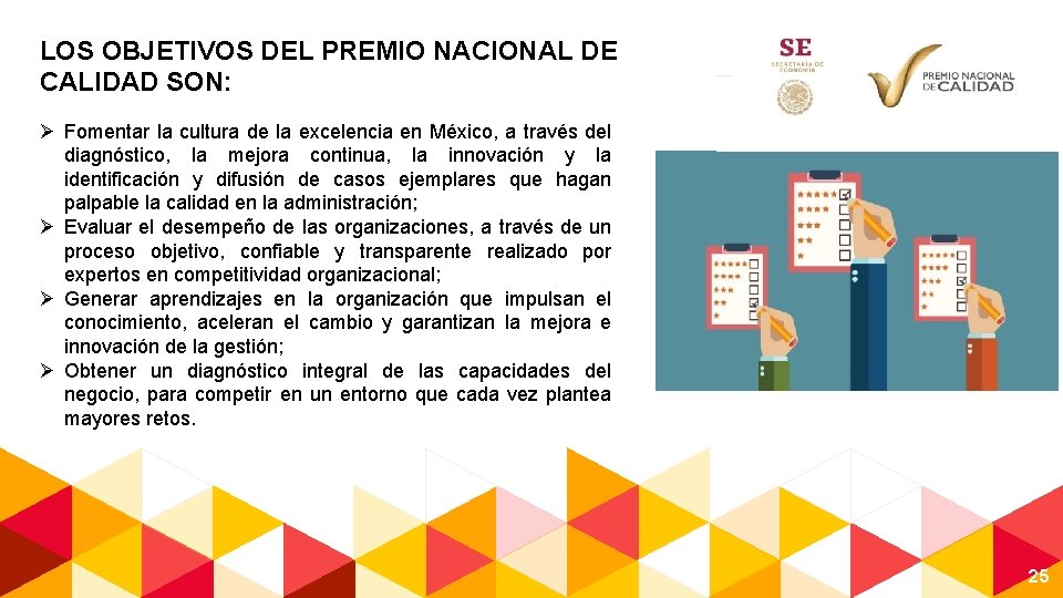 LOS OBJETIVOS DEL PREMIO NACIONAL DE CALIDAD SON: Ø Fomentar la cultura de la