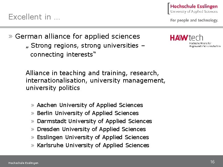 Excellent in … » German alliance for applied sciences „ Strong regions, strong universities