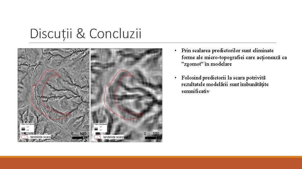 Discuții & Concluzii • Prin scalarea predictorilor sunt eliminate forme ale micro-topografiei care acționează