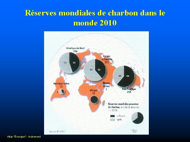 Réserves mondiales de charbon dans le monde 2010 Atlas "Énergies" - Autrement 