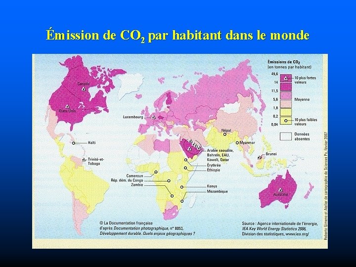 Émission de CO 2 par habitant dans le monde 