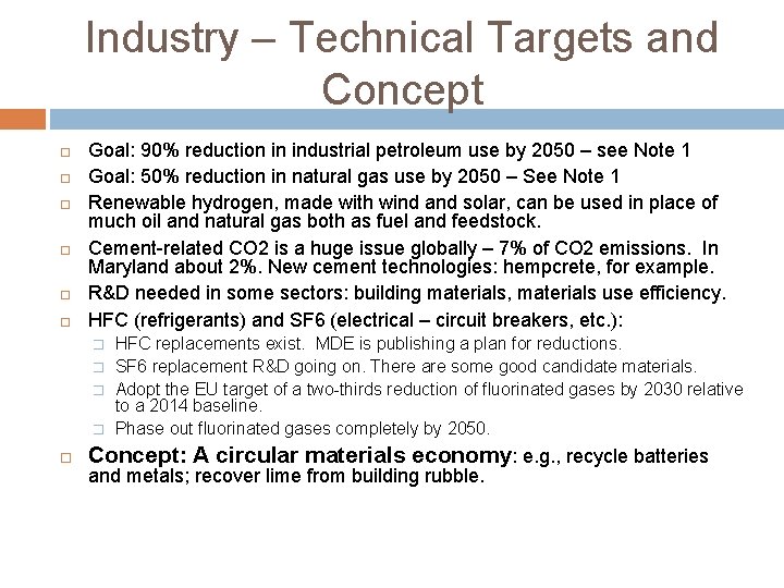Technical Targets An Urgent Energy and Climate Plan for Maryland