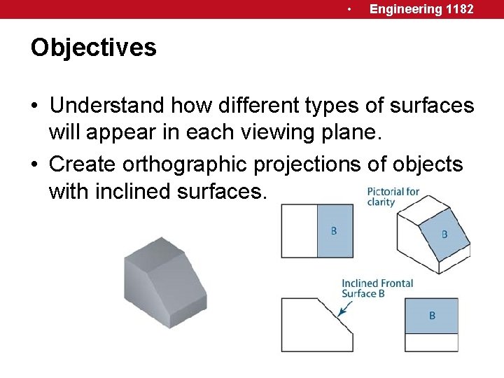  • Engineering 1182 Objectives • Understand how different types of surfaces will appear