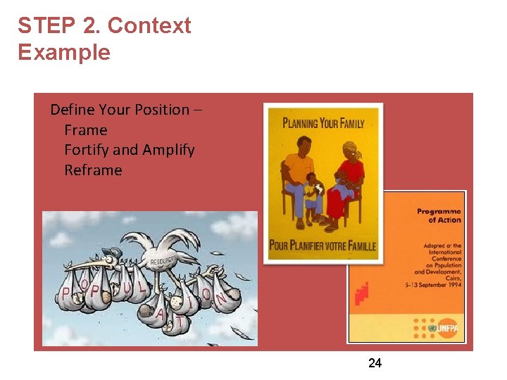 STEP 2. Context Example Define Your Position – Frame Fortify and Amplify Reframe 24