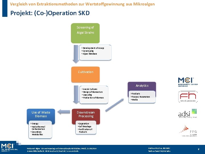 Vergleich von Extraktionsmethoden zur Wertstoffgewinnung aus Mikroalgen Projekt: (Co-)Operation SKD Screening of Algal Strains