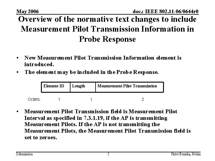 May 2006 doc. : IEEE 802. 11 -06/0644 r 0 Overview of the normative