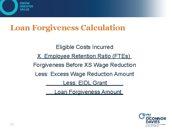 Loan Forgiveness Calculation Eligible Costs Incurred X Employee Retention Ratio (FTEs) Forgiveness Before XS