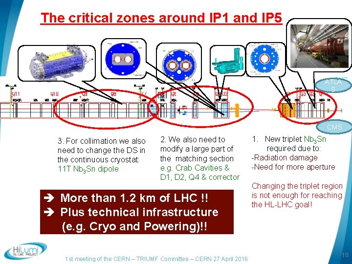 The critical zones around IP 1 and IP 5 ATLA S CMS 3. For The critical zones around IP 1 and IP 5 ATLA S CMS 3. For