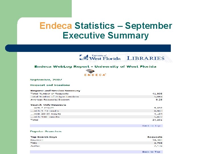 Endeca Statistics – September Executive Summary 