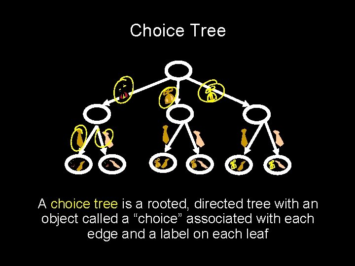 Choice Tree A choice tree is a rooted, directed tree with an object called