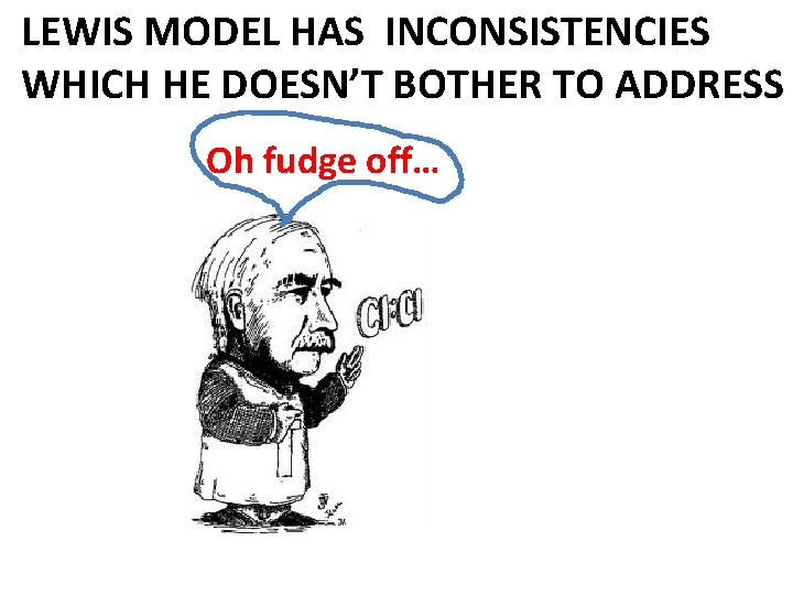 LEWIS MODEL HAS INCONSISTENCIES WHICH HE DOESN’T BOTHER TO ADDRESS Oh fudge off… 