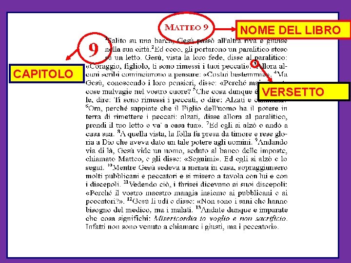 NOME DEL LIBRO CAPITOLO VERSETTO 