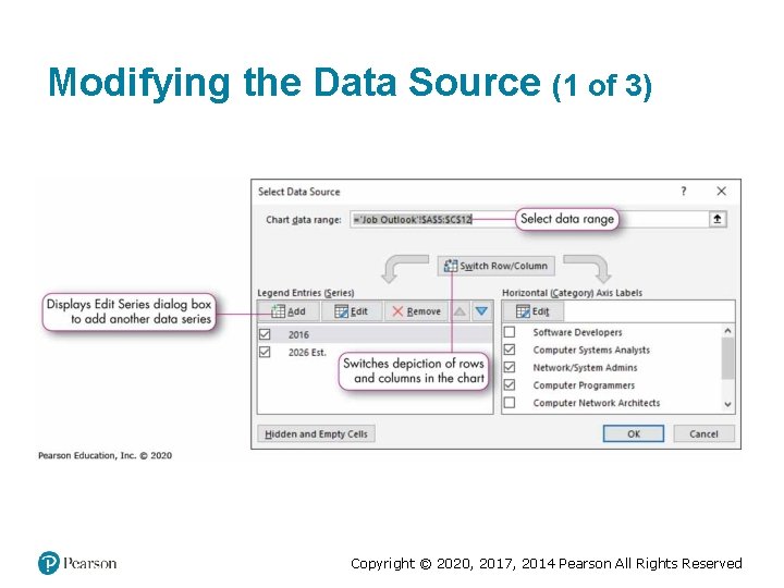 Modifying the Data Source (1 of 3) Copyright © 2020, 2017, 2014 Pearson All Modifying the Data Source (1 of 3) Copyright © 2020, 2017, 2014 Pearson All