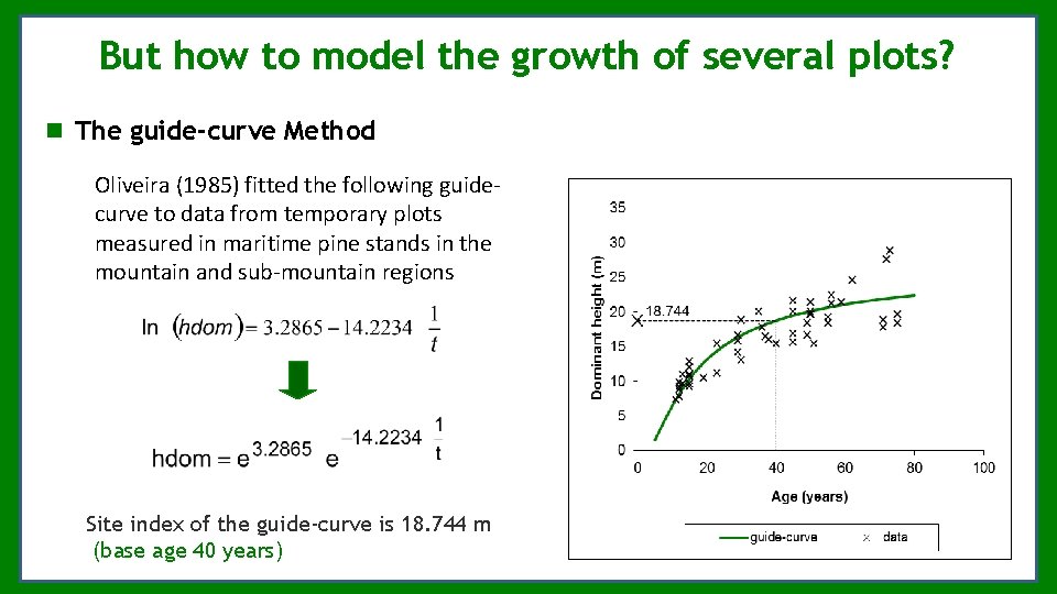 But how to model the growth of several plots? The guide-curve Method Oliveira (1985) But how to model the growth of several plots? The guide-curve Method Oliveira (1985)