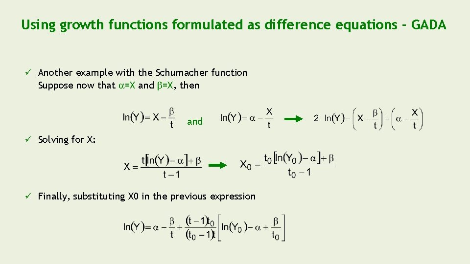 Using growth functions formulated as difference equations - GADA ü Another example with the Using growth functions formulated as difference equations - GADA ü Another example with the
