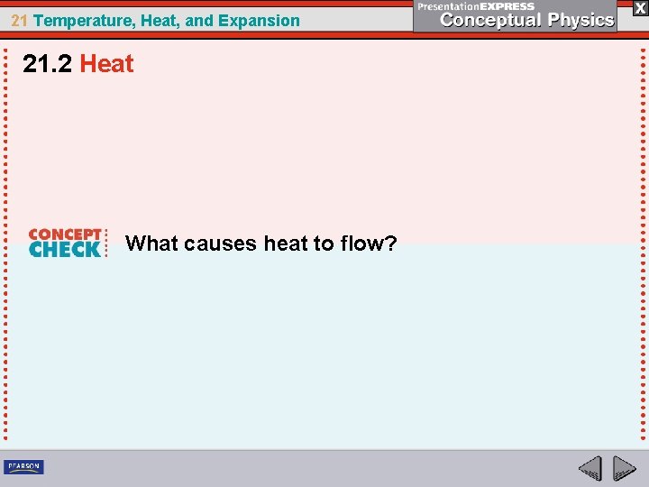 21 Temperature, Heat, and Expansion 21. 2 Heat What causes heat to flow? 