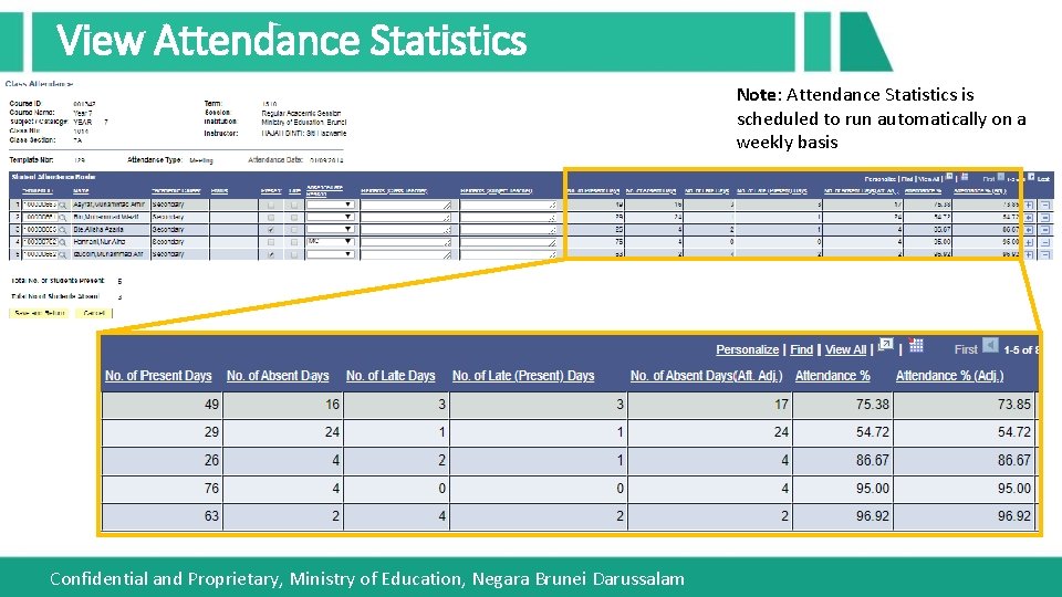 View Attendance Statistics Note: Attendance Statistics is scheduled to run automatically on a weekly