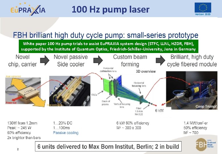 100 Hz pump laser Horizon 2020 White paper 100 Hz pump trials to assist
