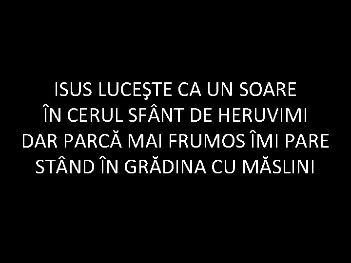 ISUS LUCEŞTE CA UN SOARE ÎN CERUL SF NT DE HERUVIMI DAR PARCĂ MAI