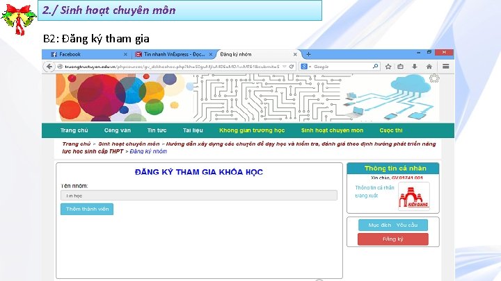 2. / Sinh hoạt chuyên môn B 2: Đăng ký tham gia 
