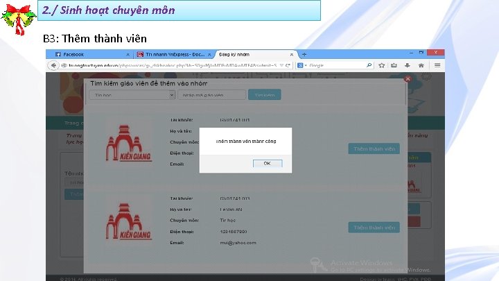 2. / Sinh hoạt chuyên môn B 3: Thêm thành viên 