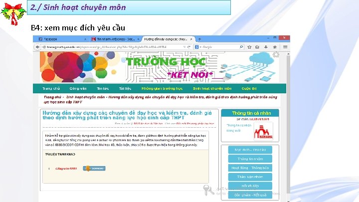 2. / Sinh hoạt chuyên môn B 4: xem mục đích yêu cầu 