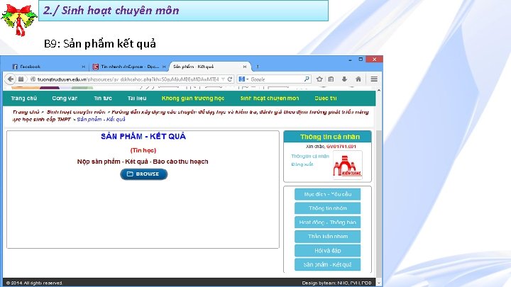 2. / Sinh hoạt chuyên môn B 9: Sản phẩm kết quả 