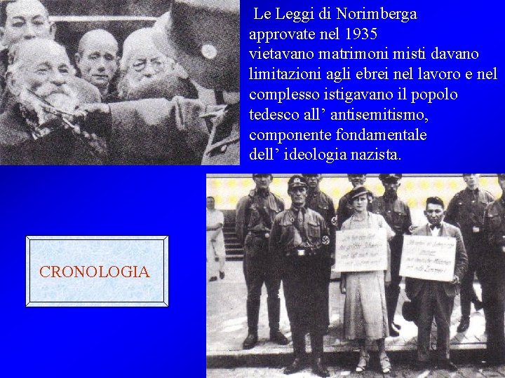 Le Leggi di Norimberga approvate nel 1935 vietavano matrimoni misti davano limitazioni agli ebrei