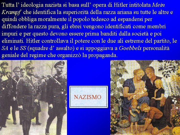 Tutta l’ ideologia nazista si basa sull’ opera di Hitler intitolata Mein Krampf che