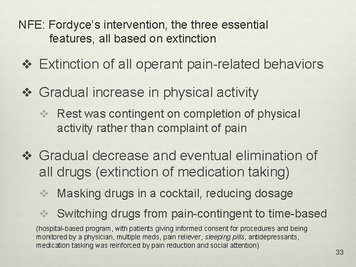 NFE: Fordyce’s intervention, the three essential features, all based on extinction v Extinction of