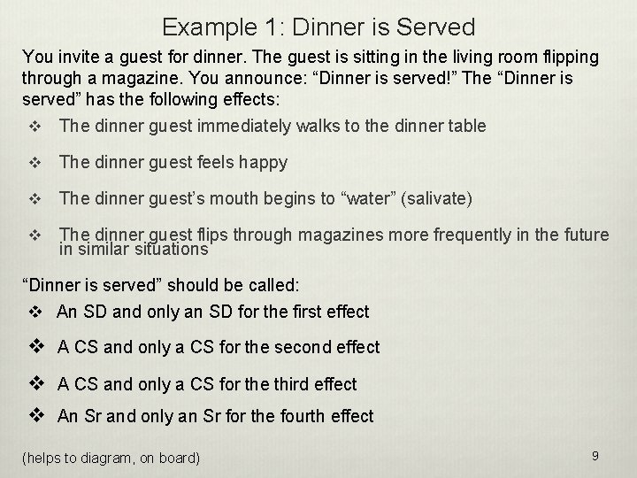 Example 1: Dinner is Served You invite a guest for dinner. The guest is
