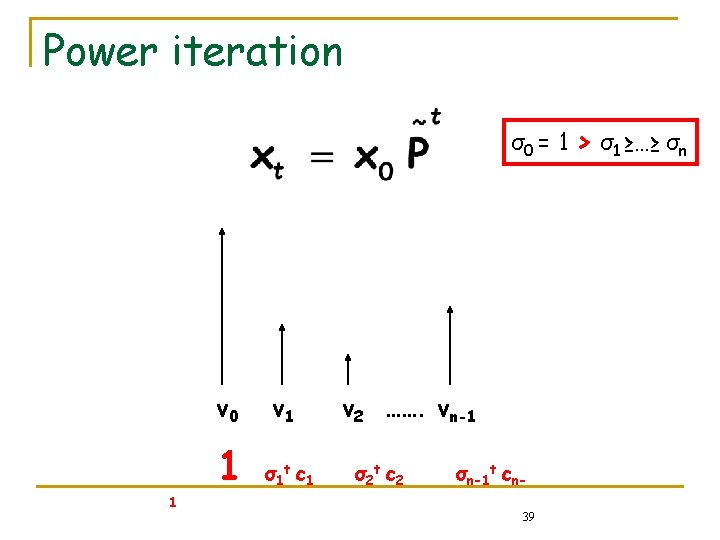 Power iteration σ0 = 1 > σ1 ≥…≥ σn v 0 1 1 v Power iteration σ0 = 1 > σ1 ≥…≥ σn v 0 1 1 v