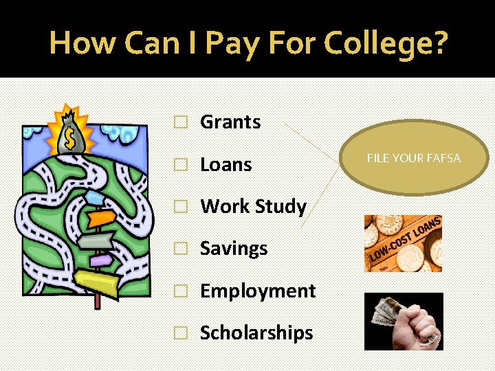 How Can I Pay For College? � Grants � Loans � Work Study �