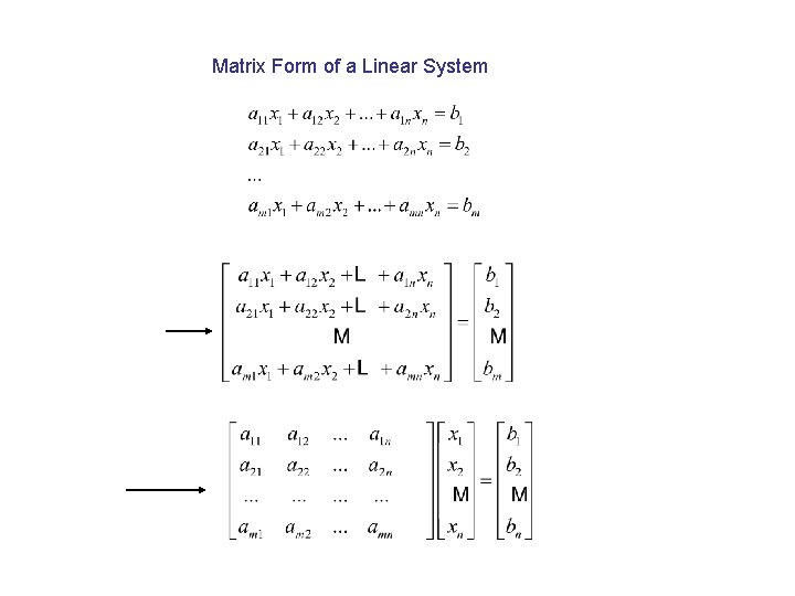 Matrix Form of a Linear System 