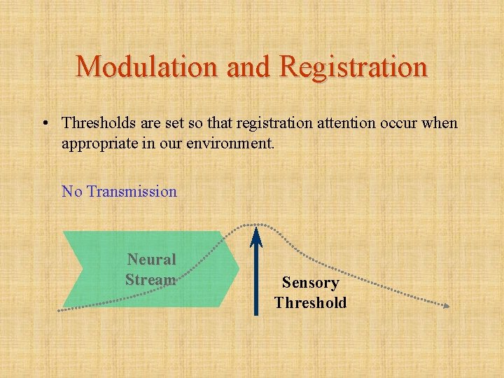 Modulation and Registration • Thresholds are set so that registration attention occur when appropriate