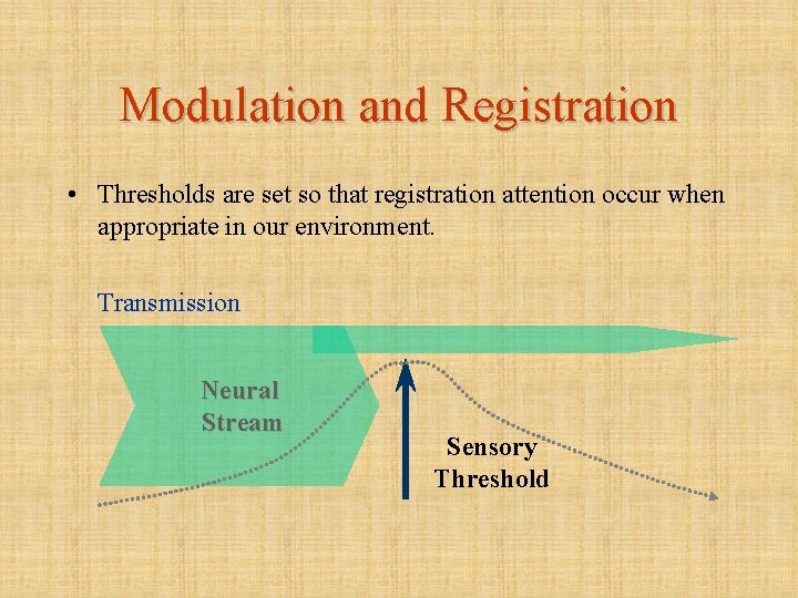 Modulation and Registration • Thresholds are set so that registration attention occur when appropriate