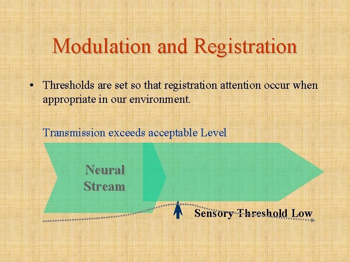 Modulation and Registration • Thresholds are set so that registration attention occur when appropriate