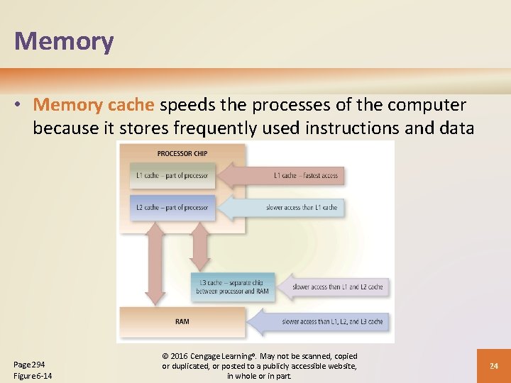 Memory • Memory cache speeds the processes of the computer because it stores frequently